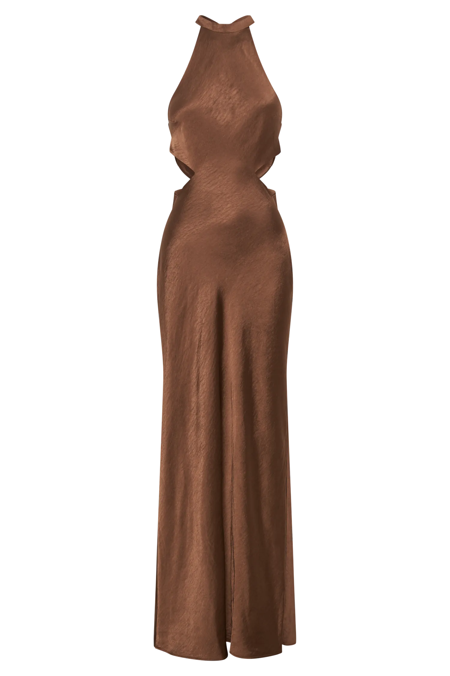 Nalani Satin Halter Maxi Dress - Chocolate