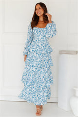 Pick Of The Day Long Sleeve Maxi Dress Blue