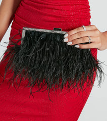 Envy Of The Night Marabou Rhinestone Clutch