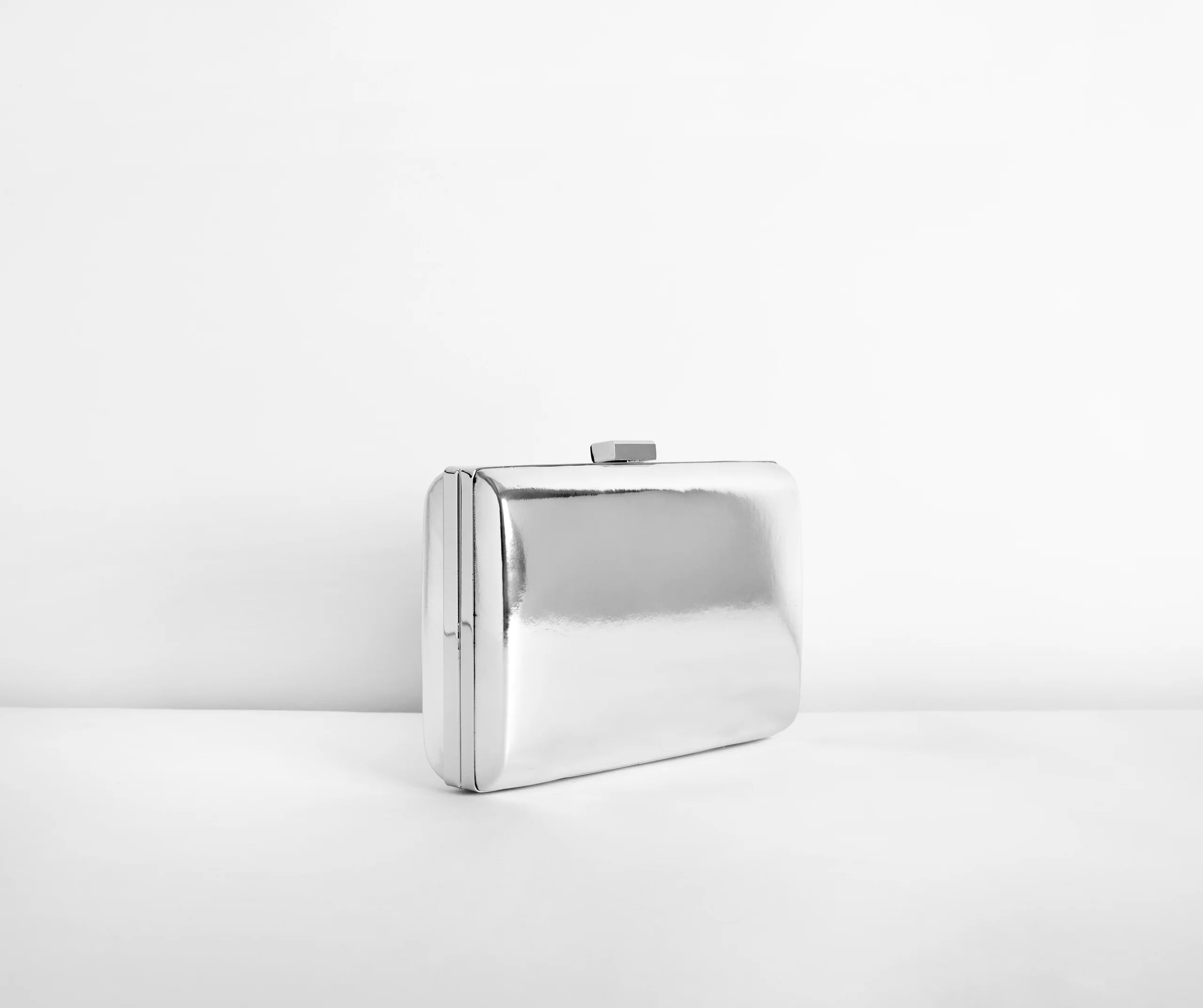 Chrome Chic Box Clutch