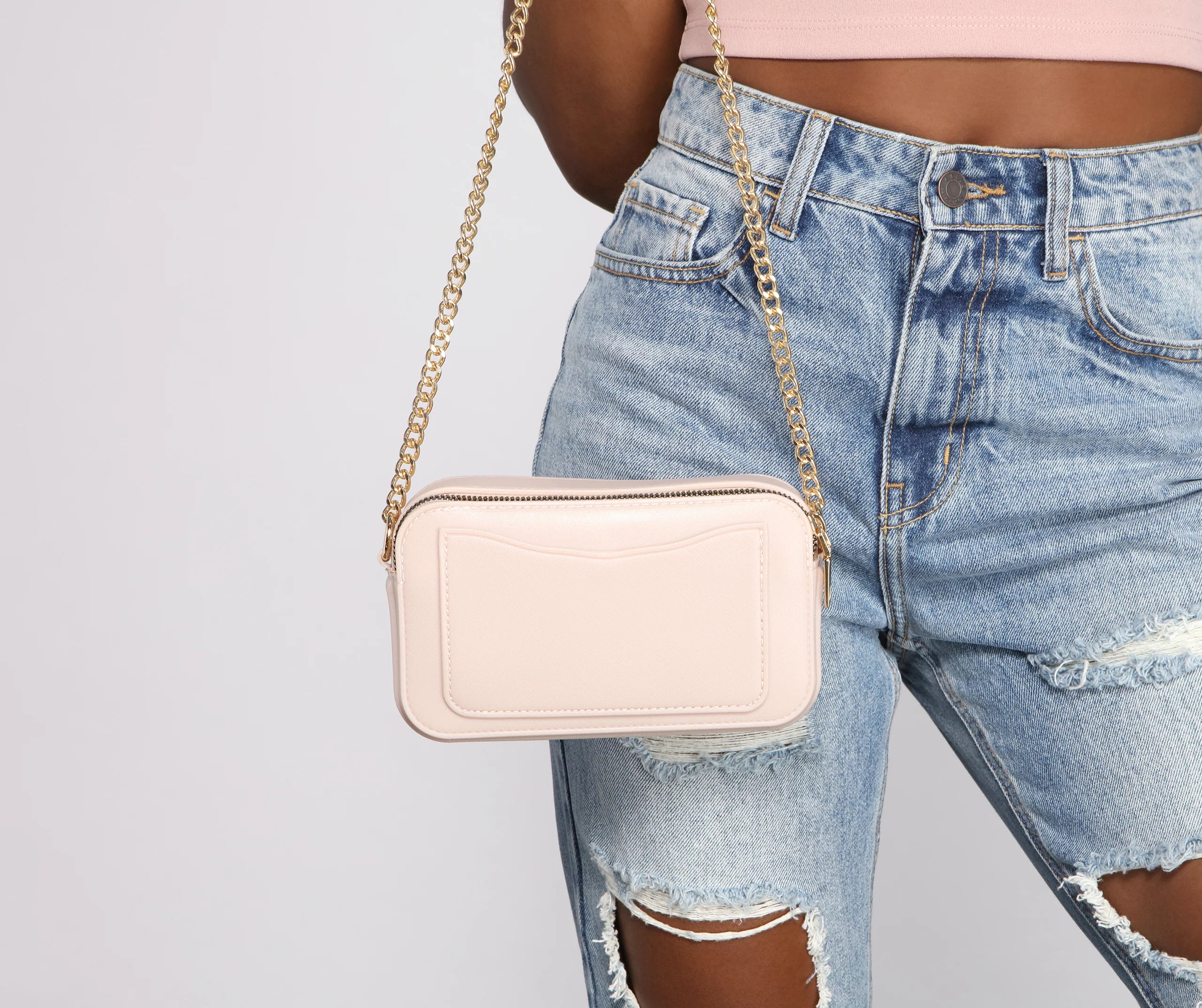 Double Glam Faux Leather Crossbody