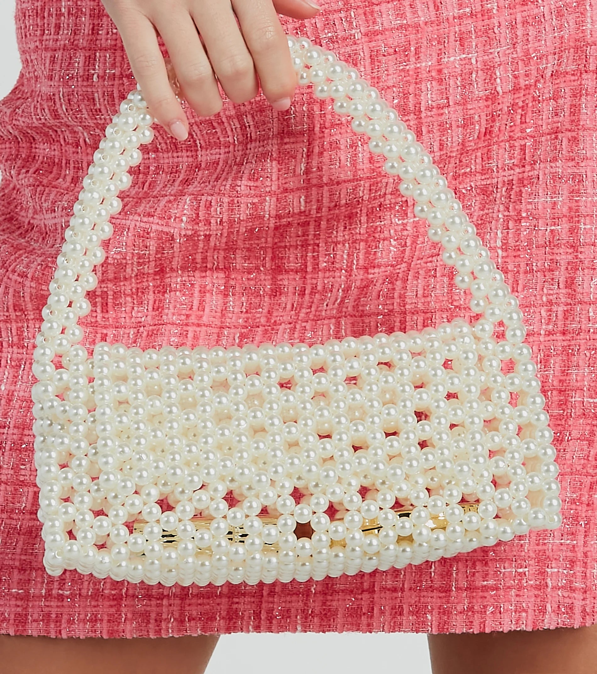 So Posh Faux Pearl Beaded Handbag