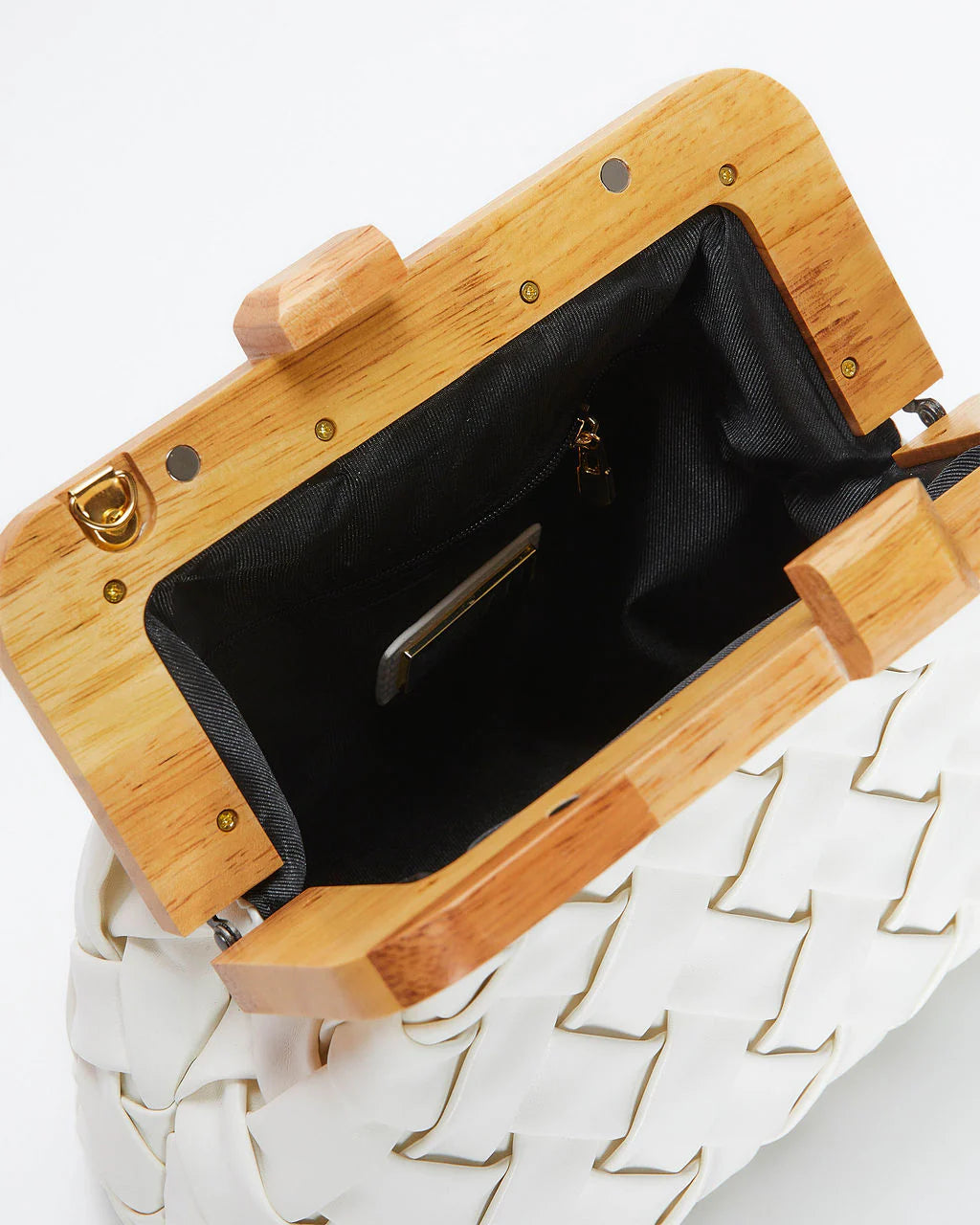 Callie Woven Faux Leather Clutch