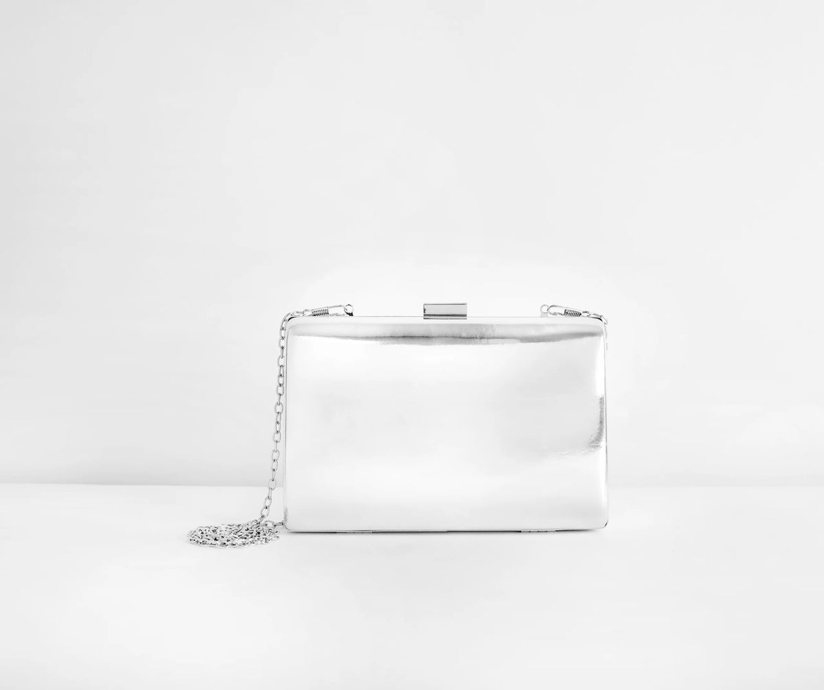 Chrome Chic Box Clutch