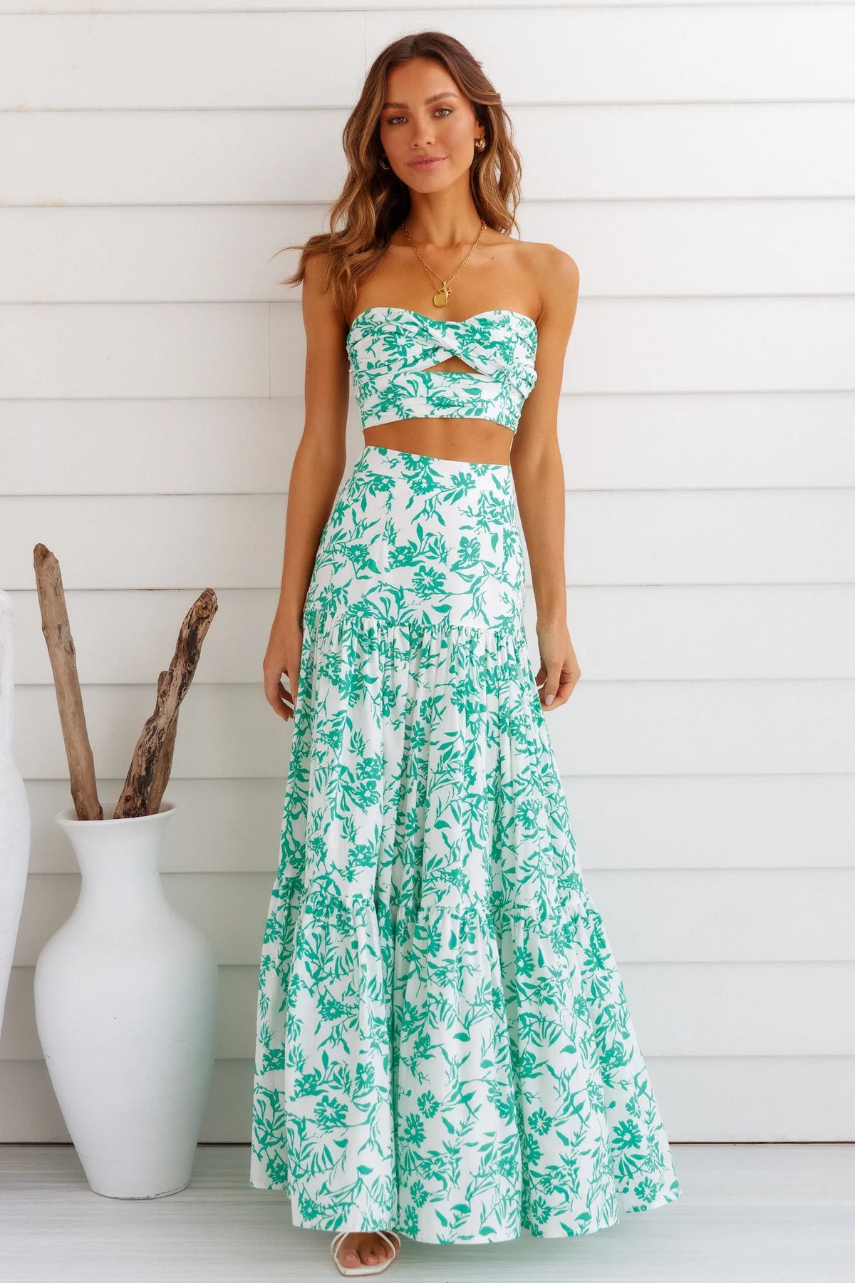 RUNAWAY Ayla Maxi Skirt Green