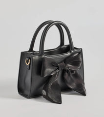 Tres Chic Tulle Bow Faux Leather Handbag