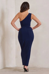 Navy One Shoulder Maxi Dress