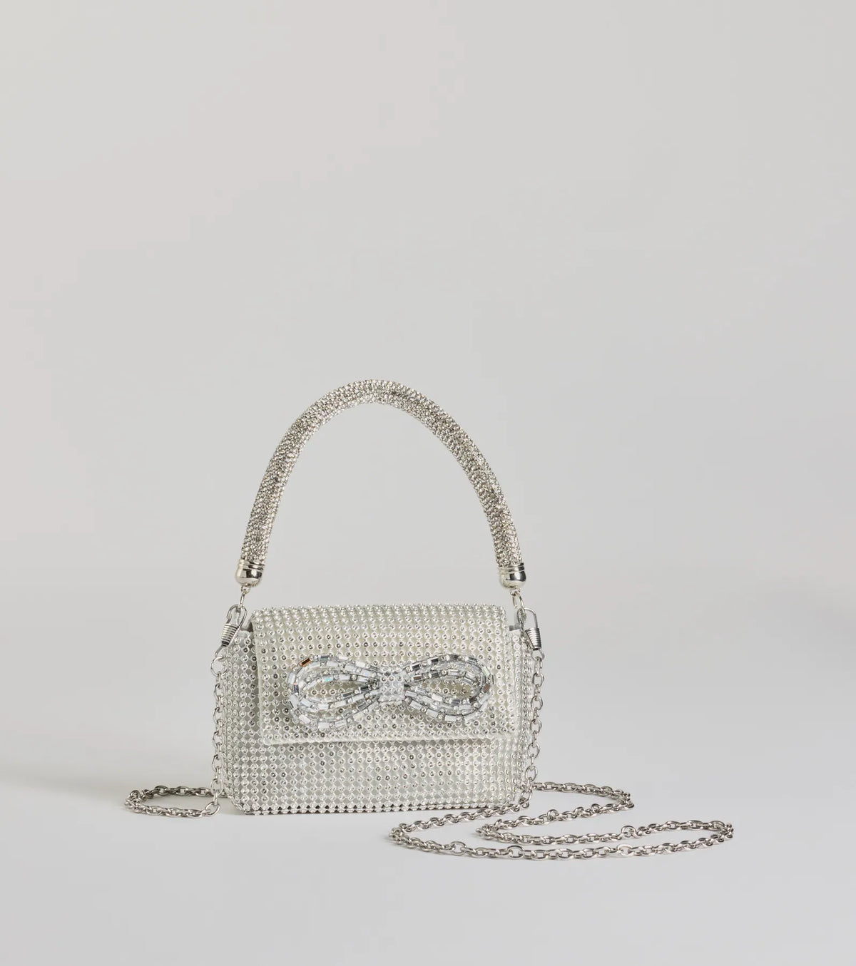 Glittering Aesthetic Rhinestone Bow Mini Purse