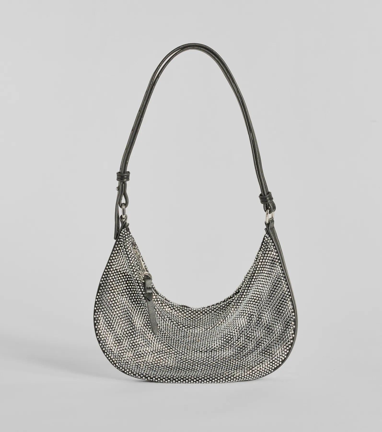 Glam Direction Rhinestone Mesh Shoulder Bag