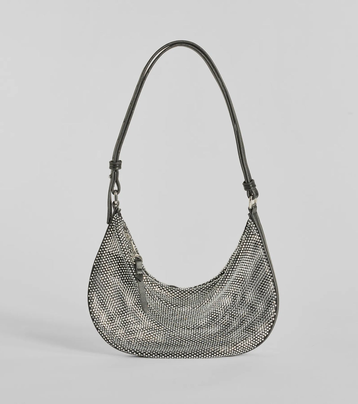 Glam Direction Rhinestone Mesh Shoulder Bag